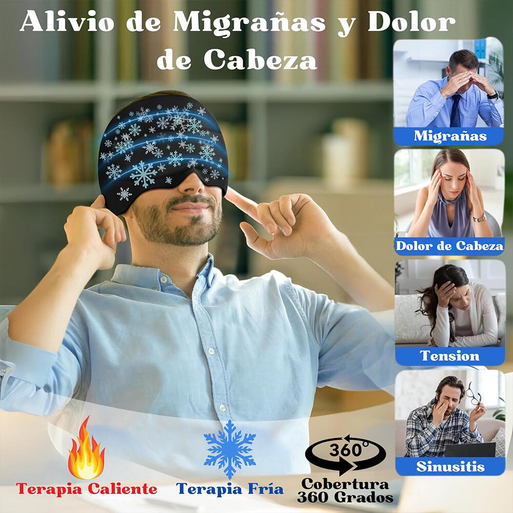 Gorro de gel para alivio de dolor de cabeza y migraña