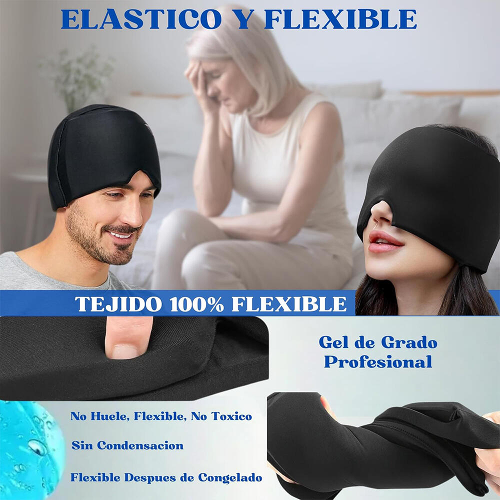 Gorro de gel para alivio de dolor de cabeza y migraña